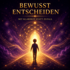 Symbolisches Bild eines Kindes auf einem leuchtenden Weg mit heiliger Geometrie als Sinnbild für eine bewusste und klare Namensentscheidung in der Numerologie.
